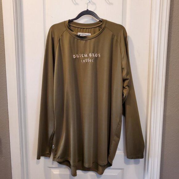 Dry-fit Army Green Dutch Bros long sleeve Tee! 2XL - Picture 1 of 7